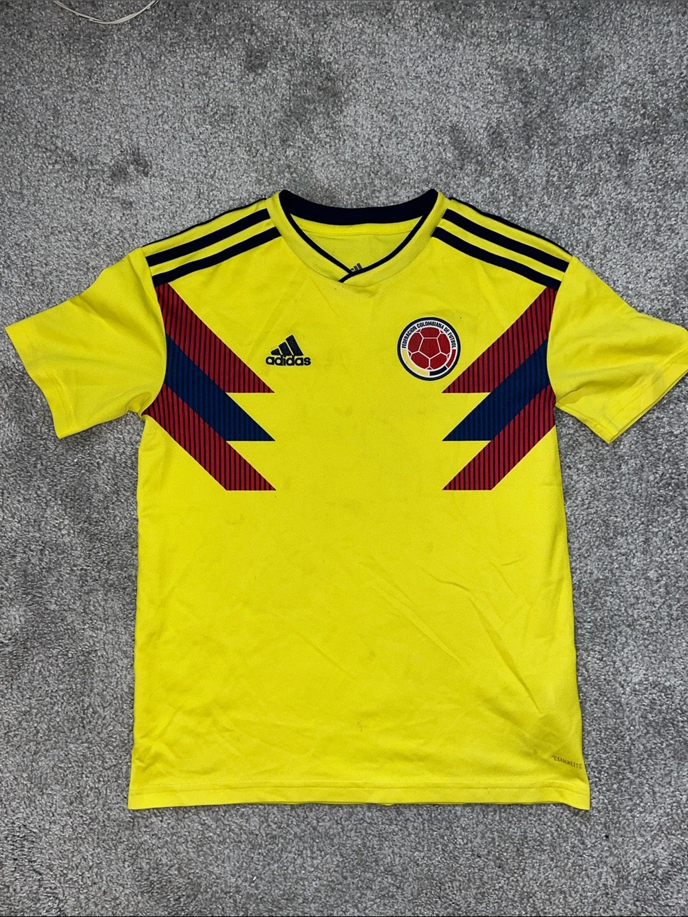 Adidas Columbia Home Football Shirt Youth kids Medium Yellow Soccer Jersey M